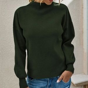 Funnel Neck Drop Shoulder Sweater
